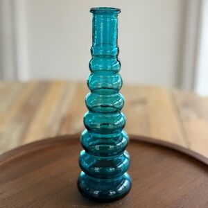 Vintage Teal Blue Stacked Bubble Vase